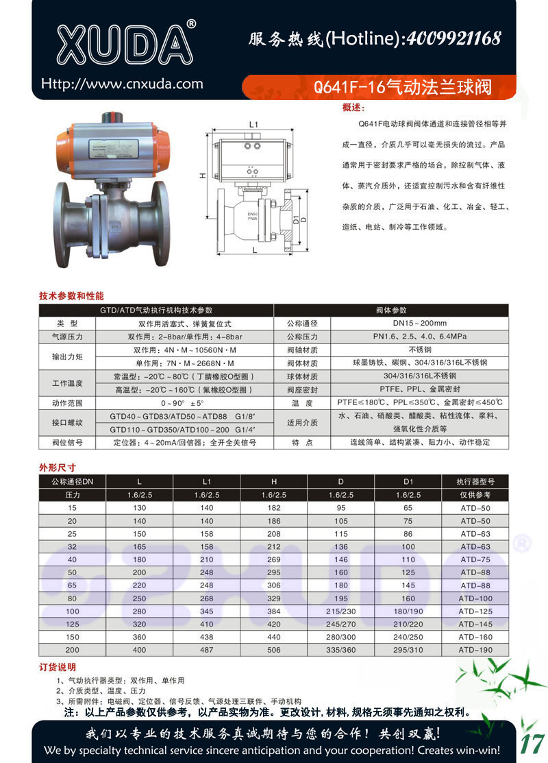 Q641F气动法兰球阀