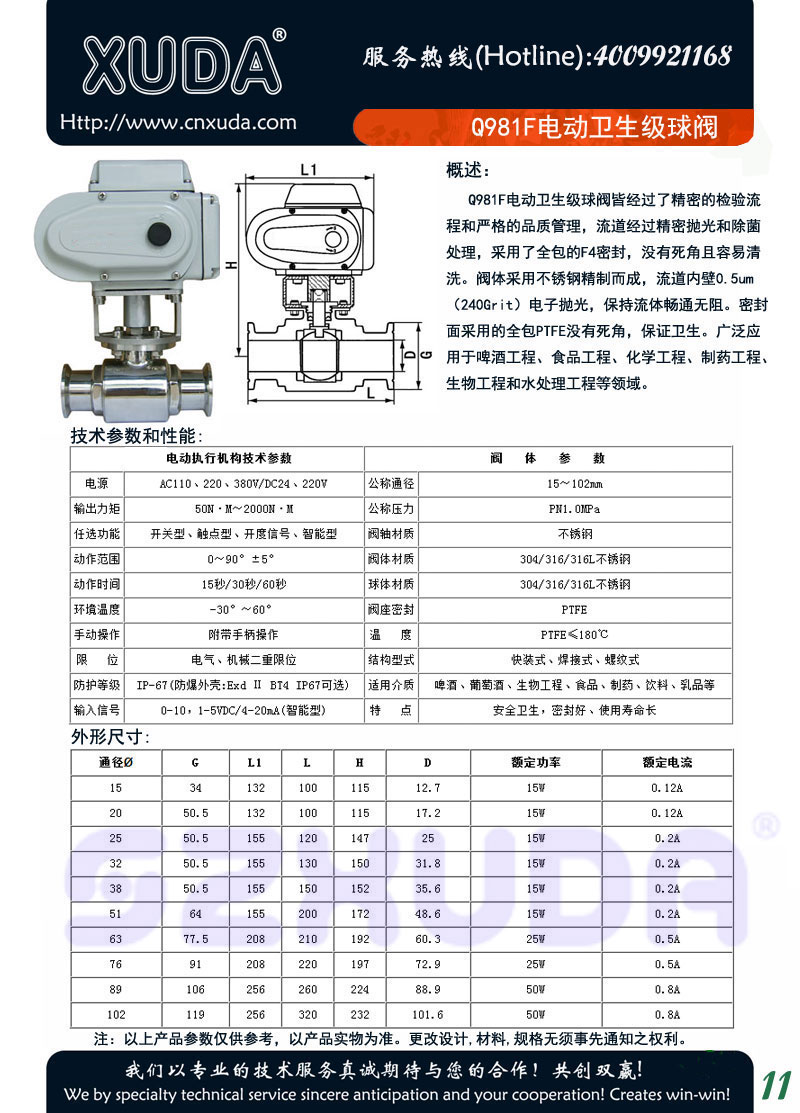 Q981F电动卫生级球阀