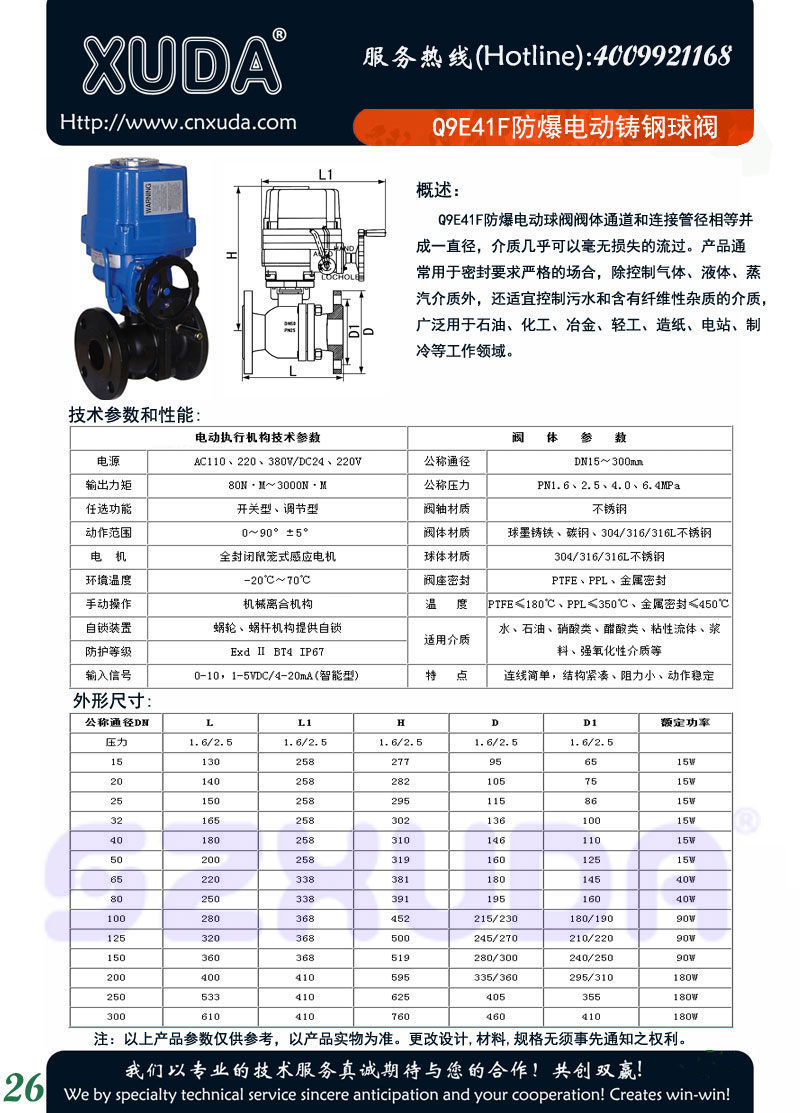 D9E41F防爆电动铸钢球阀